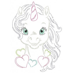 Stickdatei - Baby Unicorn LineArt 9